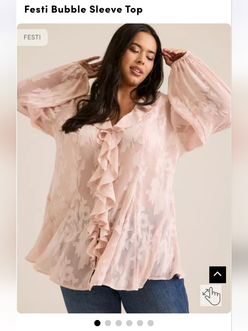 torrid Blush Pink Ruffle Bubble Sleeve Blouse